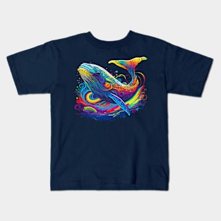 Neon - Whale - Floating in Space - neg Kids T-Shirt